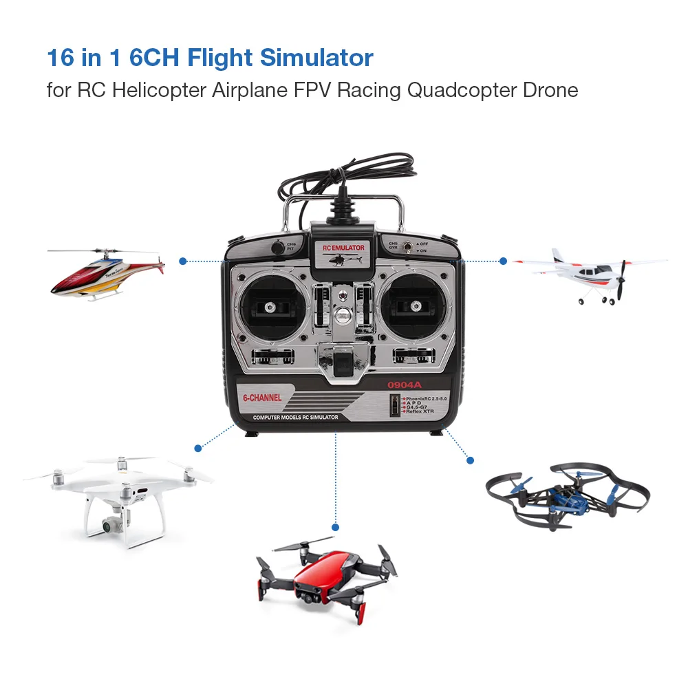 

RC Drone 16 in 1 6CH USB Flight Simulator Emulator for RC Helicopter Airplane FPV Racing Dron RC Quadcopter