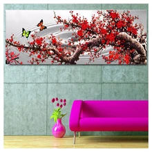 DIY фото на заказ, комплекты алмазов картина вышивки крестом бабочка цветок сливы 5D полная квадратная мозаика Алмазная вышивка Декор C554