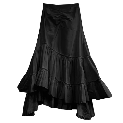 SuperAen Новая модная женская юбка, хлопок, сплошной цвет, Дикие повседневные женские юбки, нестандартные, весна, европейская юбка для женщин - Цвет: black