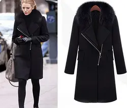 2018 осень зима новый супер качество искусственного меха лисы воротники длинное шерстяное пальто модная теплая куртка