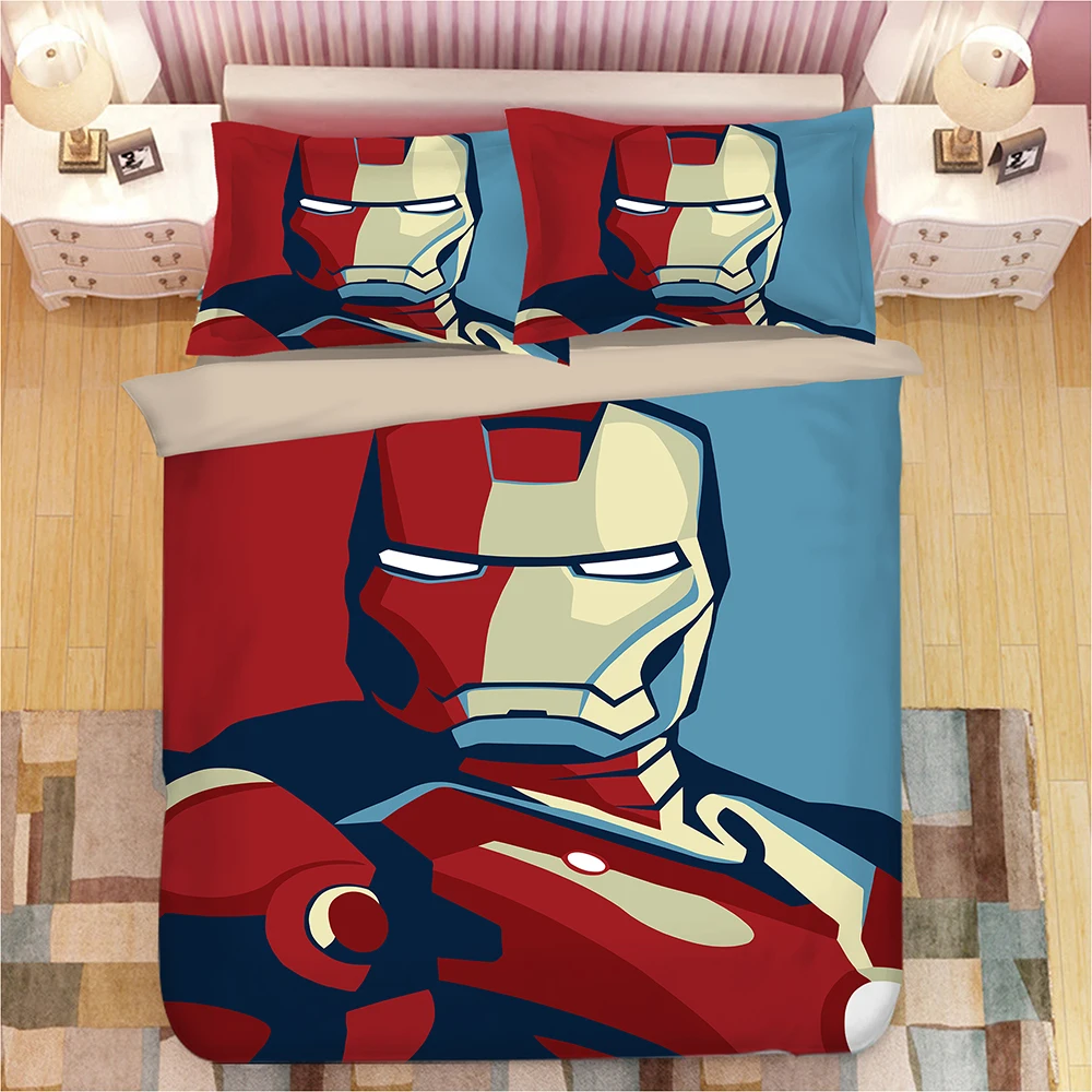  Disney Cartoon Iron man bedding set for bedroom decor single bed sheets quilt twin size duvet cover - 33041777156