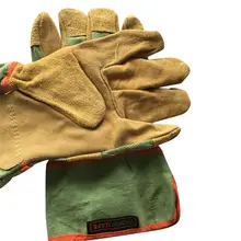 Welding Gloves Leather Full Palm Welding Long Gloves High Temperature Wear-resistant Fireproof Gloves Wear-resistant Leather