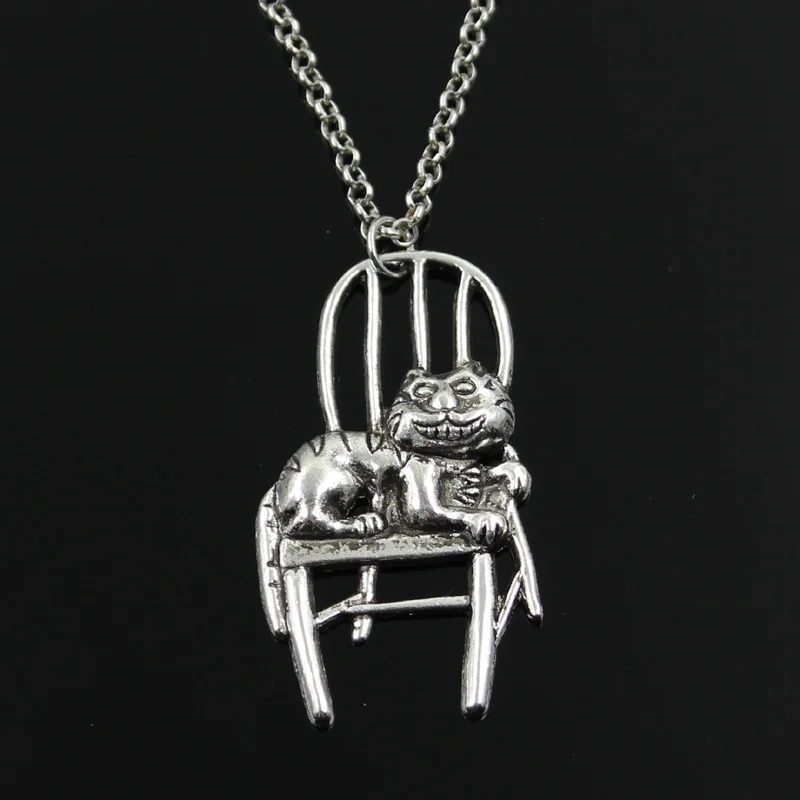 Simple Classic fashion lazy cat lying in chair Antique Silver Pendant Girl Short Long Chain Necklaces Jewelry for women