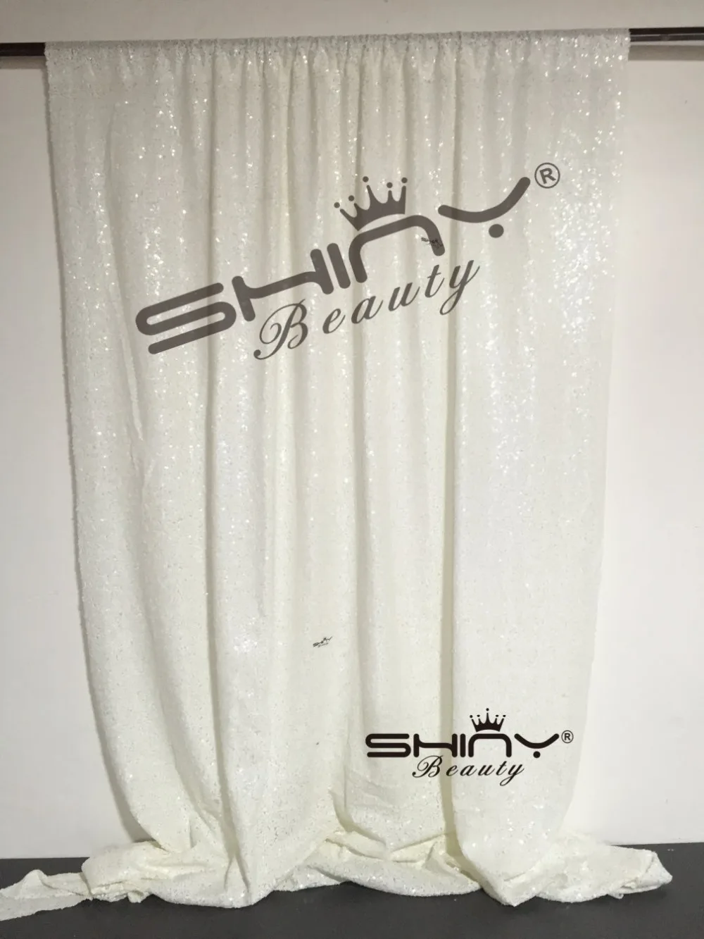ShinyBeauty 4FTX6FT White Sequin Curtains Luxury Curtains Shimmer