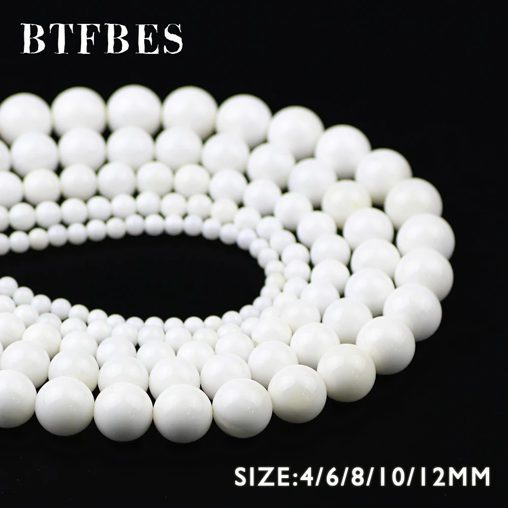 

BTFBES AAA Natural Stone Giant Clam Beads 4/6/8/10/12MM Round White Loose Ball Mussel Pearl Bead Fit Jewelry Bracelet Making DIY