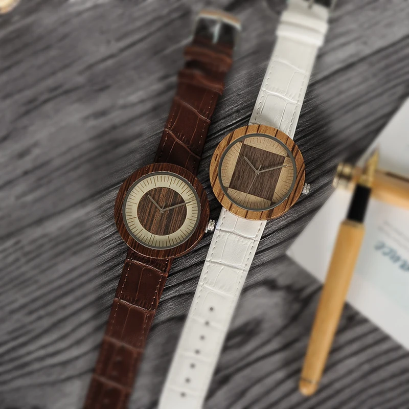 BOBO BIRD Men High Quality Quartz Wrist Men's Natural Wood Watches Simple Casual Design Watches in Gift Bamboo Box custom logo