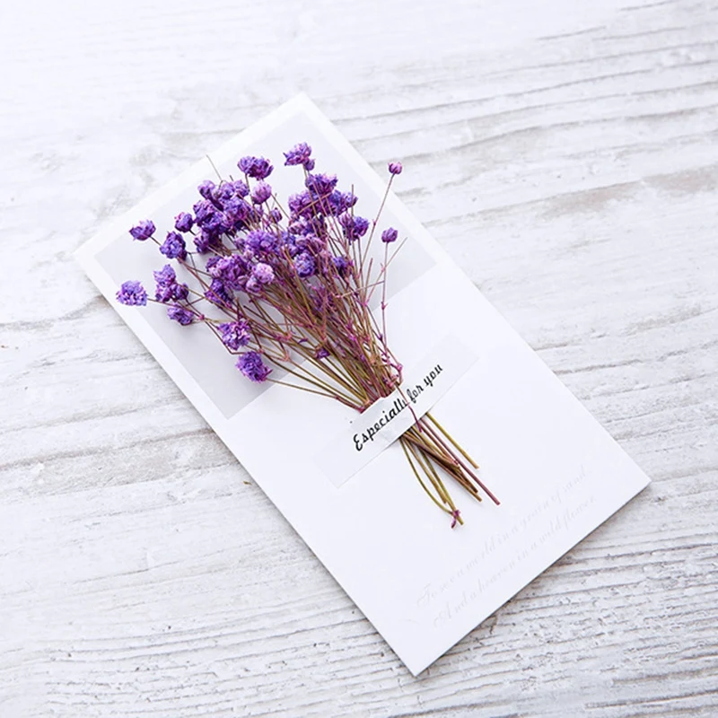  Creative Gypsophila Dried Flowers Folding Type Greeting Cards Christmas Birthday Party Wedding Invi - 33055087134