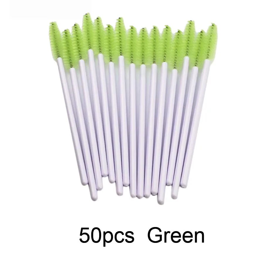 50pcs Green Кисти для макияжа палочки 50 шт. одноразовые ресницы тушь для ресниц кисти для макияжа инструменты для наращивания ресниц принадлежности для аппликатора бровей Кисть - Цвет: 50pcs Green