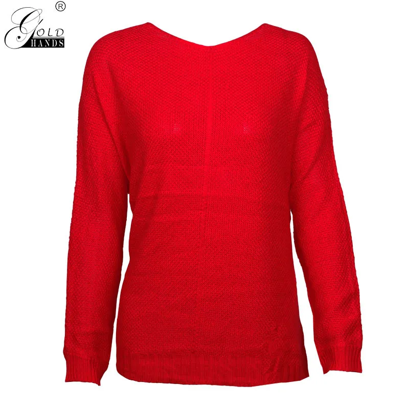 Women Spring Sweater Red Thin Sweaters Female V neck Solid Knitting