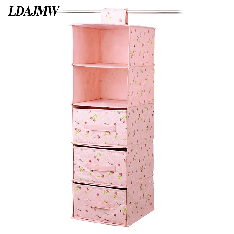 

LDAJMW 5 Layers Storage Bag Wardrobe Hanging Bag Cloth Drawer Clothes Storage Box Organizer Bra Underwear Socks Finishing