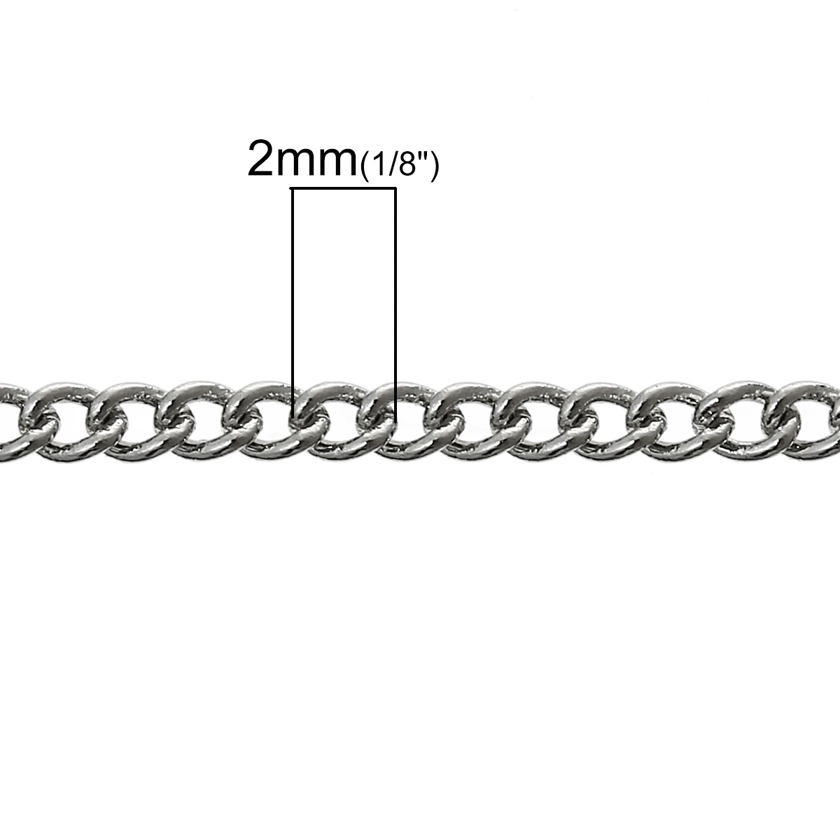 DoreenBeads сплав звенья панцирные цепи Серебряный тон 2 мм x 1,5 мм, 2 м новинка