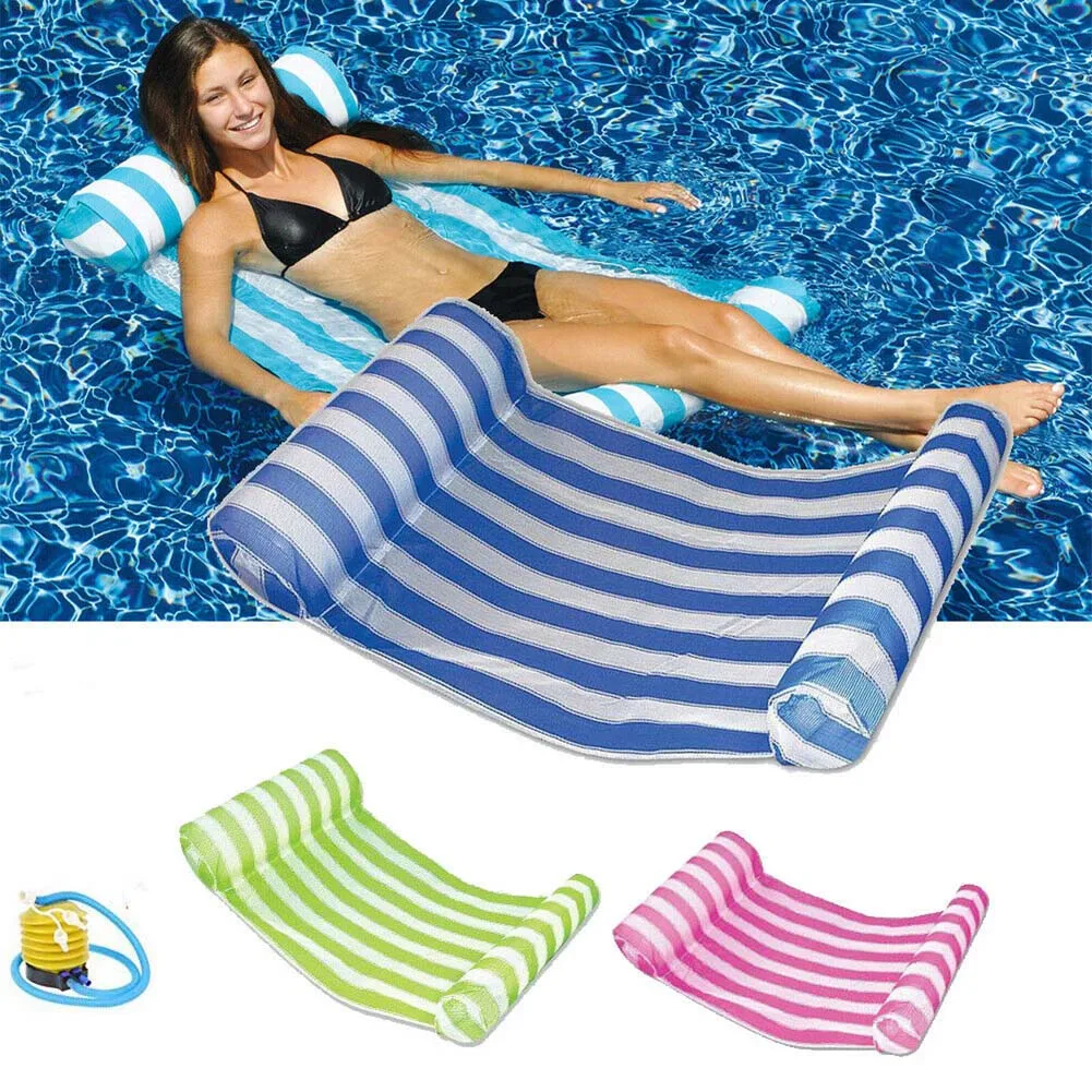 buy Newly Inflatable Floating Water Hammock Float Lounge Bed Swimming Pool Chair with Pump 19ing