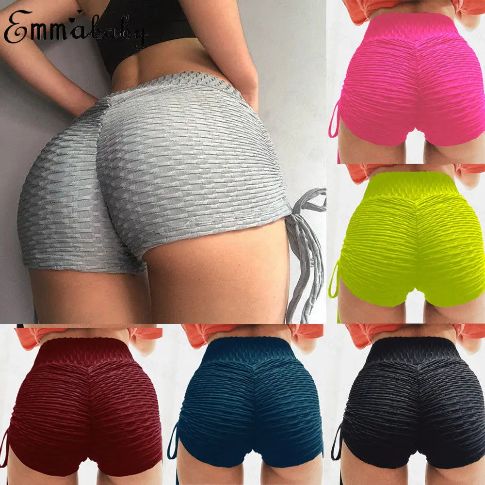 

Womens Summer Hot Shorts High Waist Scrunch Bottom PUSH UP Shorts Solid Bandage Casual Sexy 2019 New
