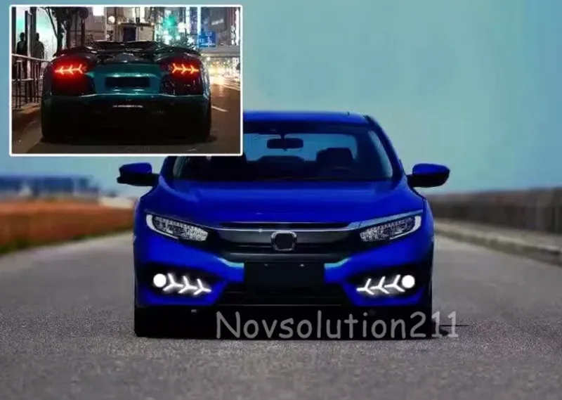 

2016 2017 For Honda Civic White/Yellow/Blue LED DRL Daytime Running Light