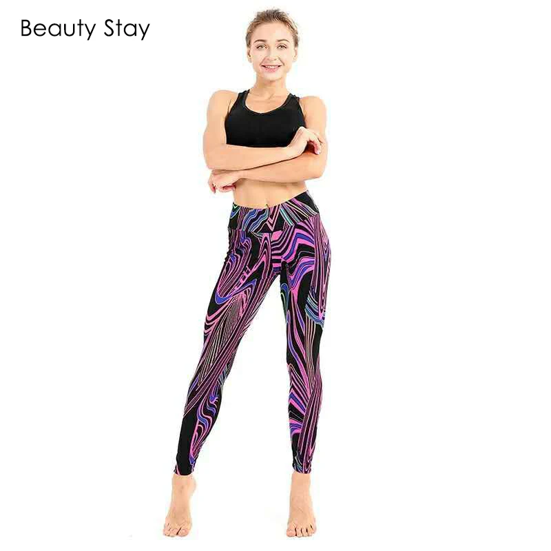 Женские леггинсы до щиколотки Beauty Stay летние с цифровой линией легкие женские