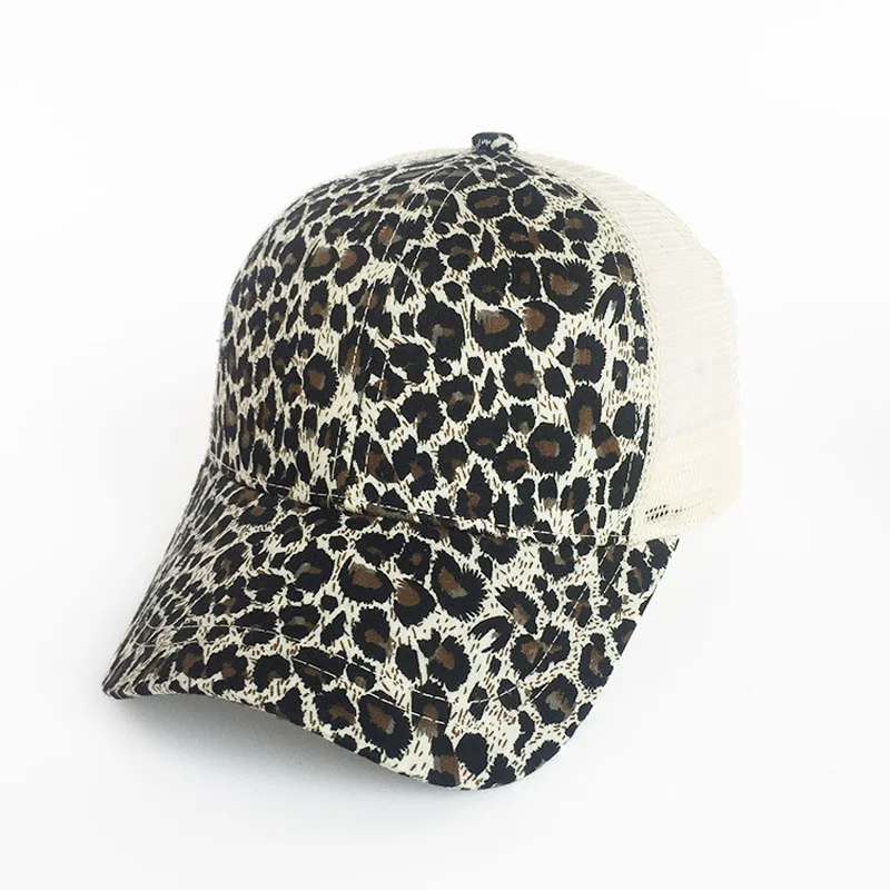 Audlt Leopard Mesh Hat With Adjustable Buckle Wholesale Blanks Leopard