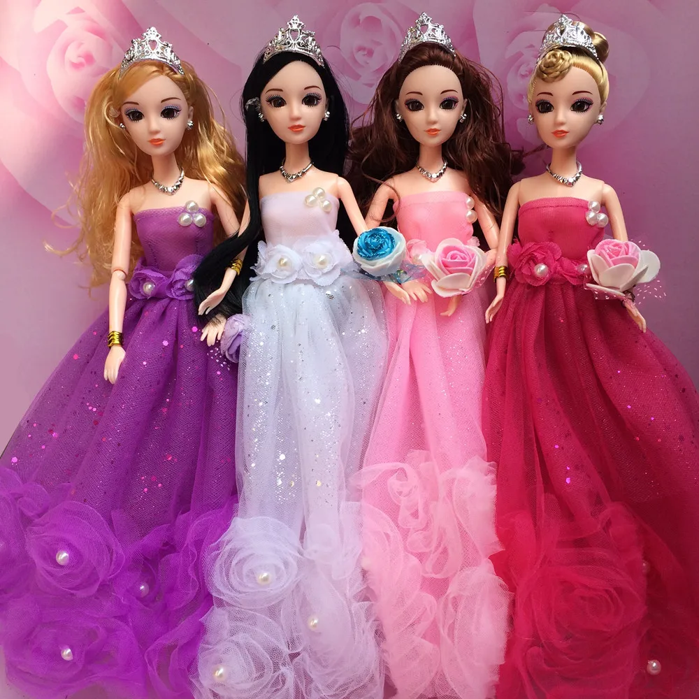 

NK One Set 2019 Handmade Dolls Clothes Fashion Design Lace Wedding Dress Party Gown For Barbie Dolls Best toys Gift JJ