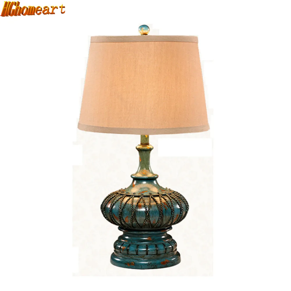 Hghomeart europäischen stil tischlampen led luxus schlafzimmer wohnzimmer e27 schreibtisch lichter antiken kreative retro romantische nachttischlampe