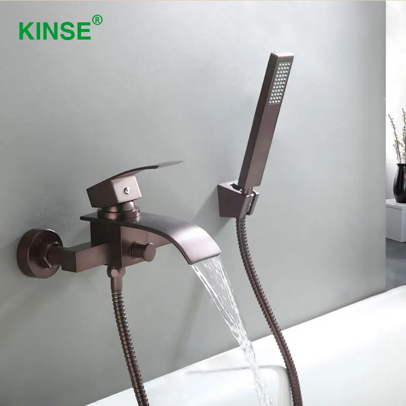 kinse materiale ottone orb fine rubinetto della vasca da bagno classico stile cascata rubinetto vasca da bagno miscelatore con d
