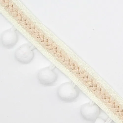 Отделка помпоном кружевная лента для рукоделия DIY свадебное украшение для шитья на ткани аксессуар 3,5 см ручная работа пэчворк полиэстер 1 ярд - Цвет: White