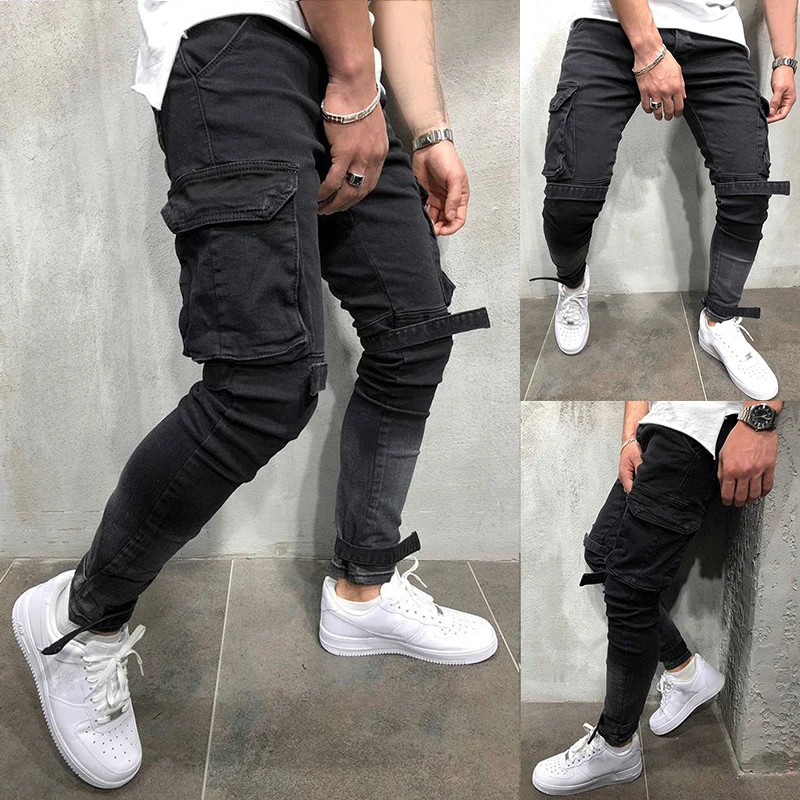Модные мужские брюки мужские джинсы с большими карманами горячая Распродажа длинные брюки мужские шаровары мужские хип-хоп джоггеры