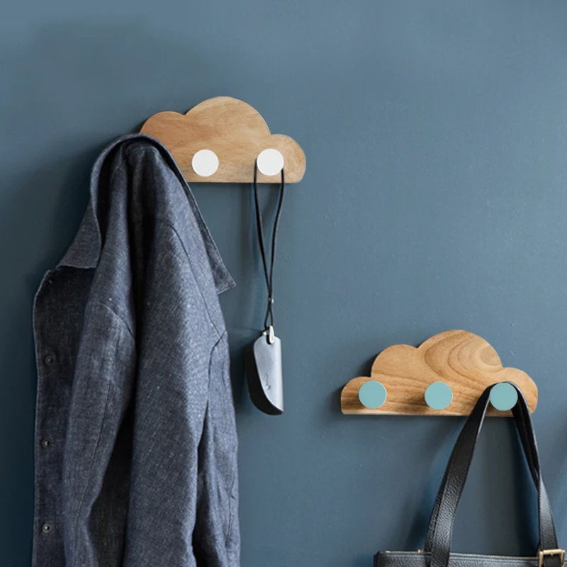 

Nordic Style Solid Wooden Hooks Modern Wall Decorations Hooks Personality Clouds Macarons Weather Wall Hanging Coat Hat Hanger