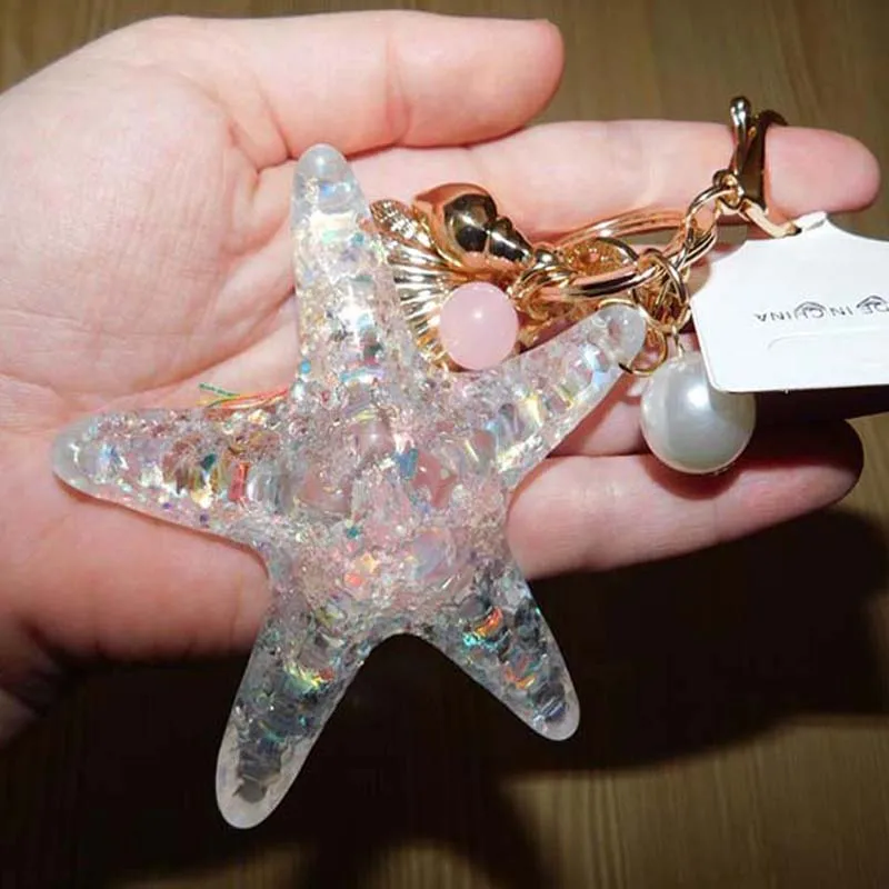 Fancy-Fantasy-Hot-New-Cartoon-Sea-World-Starfish-Pearl-Shell-Keychain-Key-Chain-KeyRing-Crystal-Pendant (3)