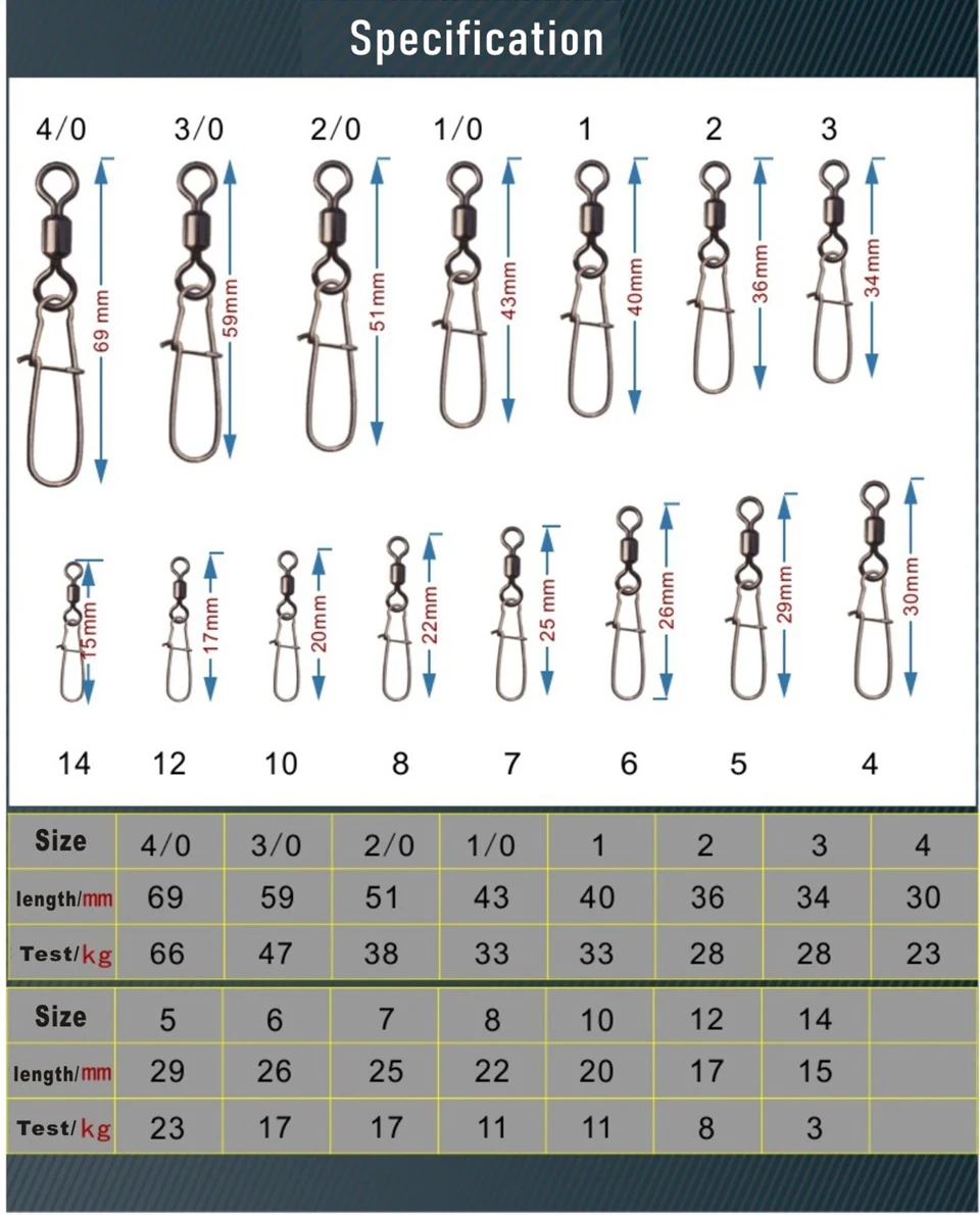 10-100 шт./лот 5#6#7#8#10#12# рыболовные Вертлюги с подшипником для морской прокатки, поворотные Вертлюги для ловли карпа, Аксессуары для рыбалки