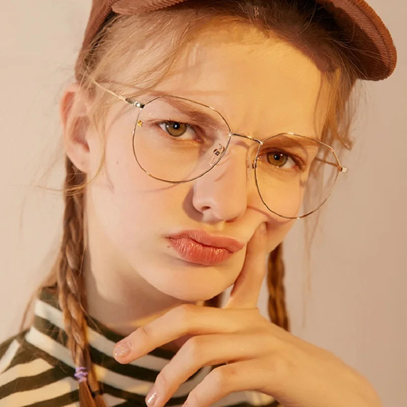 

Fashion Big Frame Women Glasses Frame Metal Eyeglasses Frames Vintage Clear Optical Glasses Fake Glasses Oculos de grau