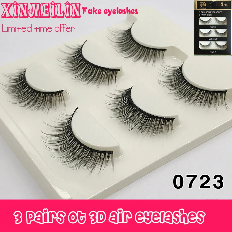 

3 pairs 3D faux mink natural long individual thick fluffy fake dramatic makeup eyelashes wholesale eyelashes with eyelash boxes