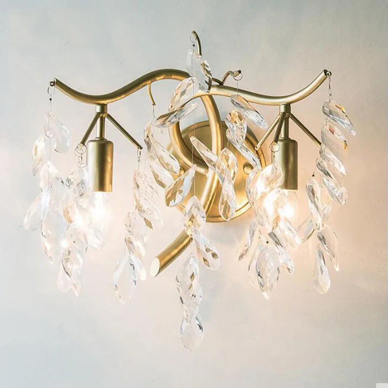 

Crystal LED Retro American Wall Lamp E14 LED Lamp Fixture Living Room Balcony Corridor Lamp European Creative Village