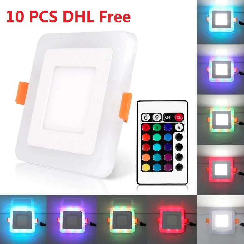

10PCS 6W 9W 16W 24W Dual Color RGB LED Panel Light Concealed Cool White Lamp Square Ultra Thin Recessed LED Downligt AC100-265V