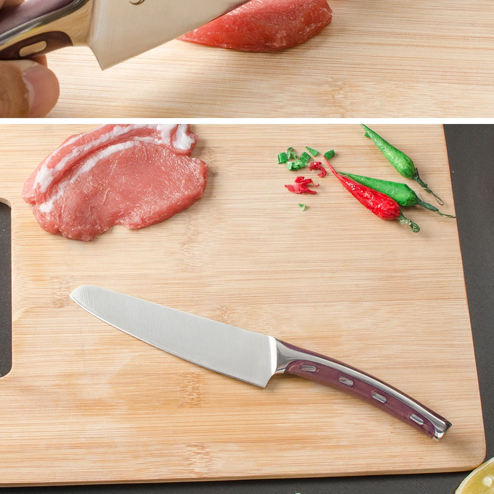 SOWOLL бесшовный сварочный 4CR14 кухонный нож из нержавеющей стали 5 дюймов антипригарный универсальный нож энергосберегающий резак кухонный инструмент