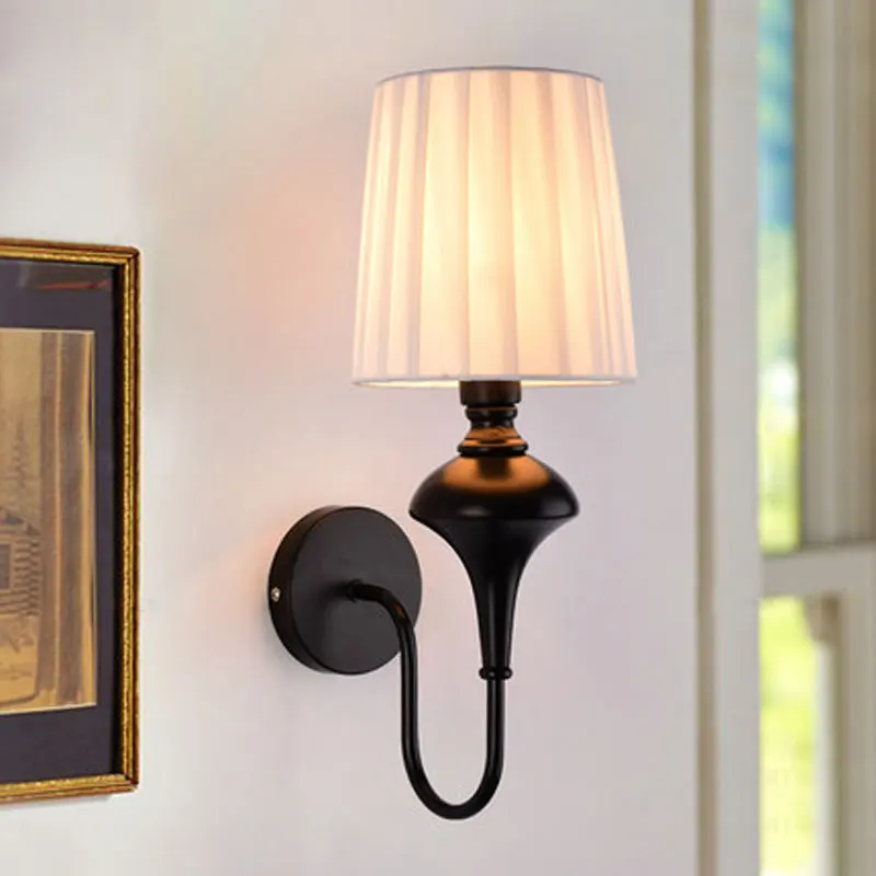 American Fabric Lampshade Modern Wall Lamp Hotel Home Decoration Light for Corridor Balcony Bedroom Bedside Living Room Light (7)