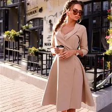 Susi&Rita Sexy Party Dress Women Vintage Three Quarter Sleeve Ladies Pleated Dress 2019 Autumn Winter Dresses Vestido Robe Femme susi