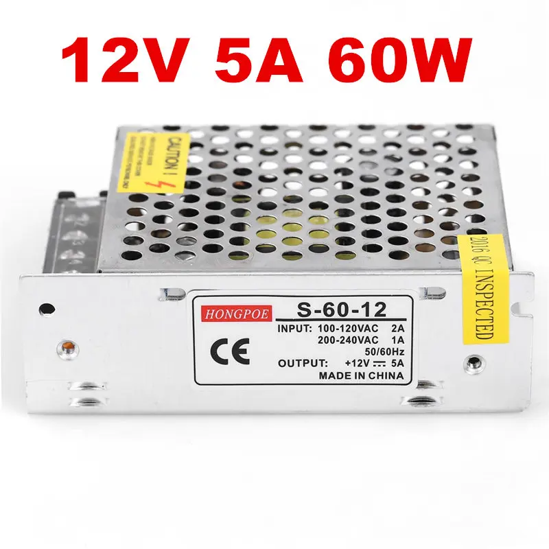 1PCS 60W 12V 5A power supply AC to DC power suply 12V 60w power supply 100-240VAC 111*78*36mm