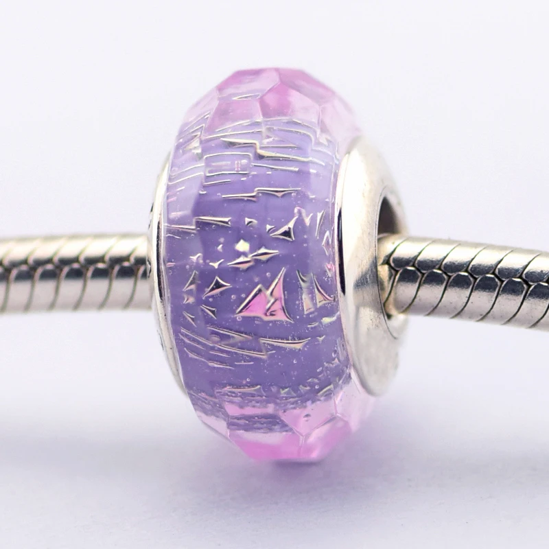 

Fits Pandora Charms Bracelets Purple Shimmer Murano Glass Beads 100% Authentic 925 Sterling Silver Jewelry Free Shipping