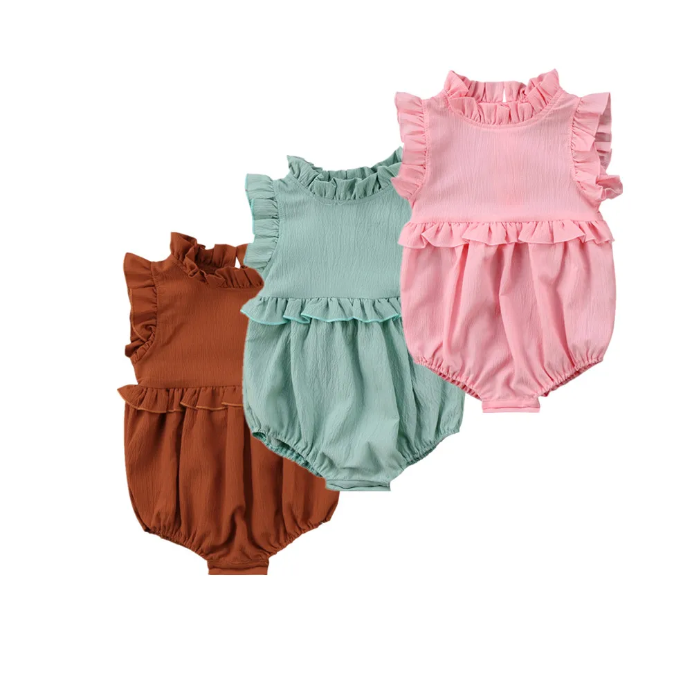 

2018 Newborn Baby Girls Sleeveless Solid Jumpsuit Bodysuit Clothes Outfits Cute Summer Clothing