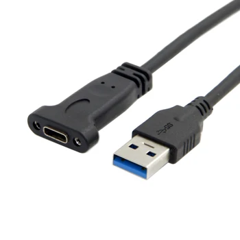 

CYDZ 20cm USB-C USB 3.1 Type C Female to USB 3.0 A Male Data Cable with Panel Mount Screw Hole