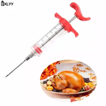 

BXLYY New Spice Syringe Stainless Steel Needle Cooking Tool Meat Seasoning Syringe Turkey BBQ Tool Kitchen Accessories Knives.8z