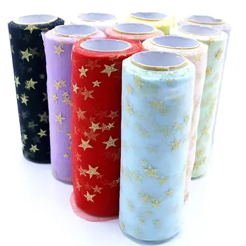 

15 Cm*10 Yd Star Sequins Tulle Fabric DIY Baby Shower Tutu Skirt Wedding Party Gift packaging Birthday Gifts Home Decor Supplies
