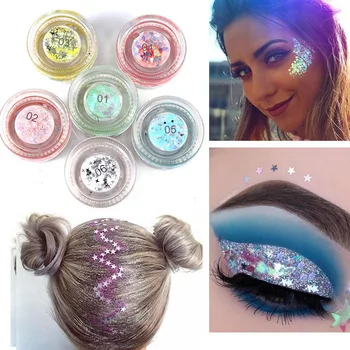 

Handaiyan glitter highlighter cream 4g waterproof long lasting flash shinny mermaid eyeshadow gel face makeup highlighter 6pcs