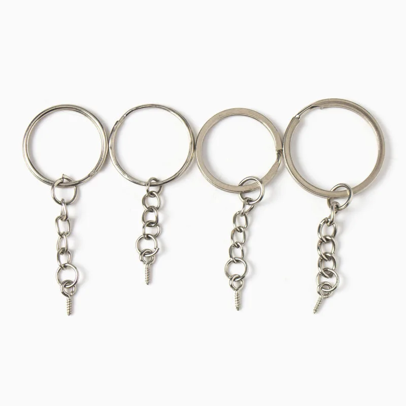 30pcs/lot 55/60mm Length Key Chains Key Ring Silver Color Round Split