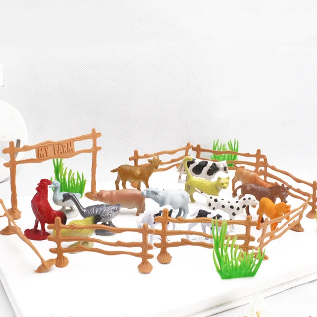 15pcs set 2 funny children animal toys cow dog sheep goose chicken
