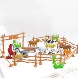 15 шт./компл. 2 "забавные детские животные модели игрушки для детей корова собака овца Гусь курица семья ферма корм забор имитационная модель