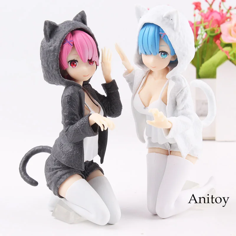 

Re Zero Kara Hajimeru Isekai Seikatsu Ram & Rem Nyanko Mode Dress Ver. PVC Comic Action Figures Collection Model Toys 2 Colors