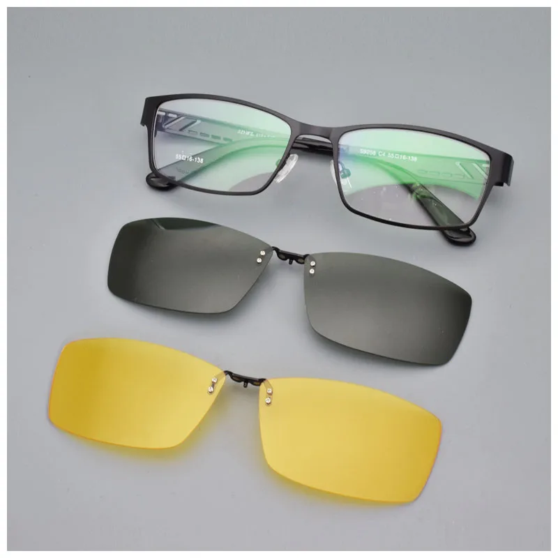 2017 Full Frame 2 pcs Polarized Clip On Eyeglasses Eye Glasses Night