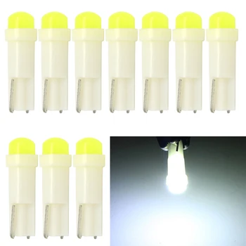 

10pcs T5 COB Led Ceramic Dashboard Gauge Instrument Wedge Base Car Auto Side Wedge Light Lamp Bulb 12V White Car styling