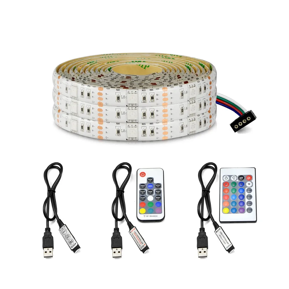 

RGB LED Light Strip 5050 SMD TV LED Adhesive Ribbon Tape 5V USB Powered String Self Glued LED Chain Christmas Decoration 1M - 5M