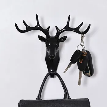 

Elk Head Animal Self Adhesive Antlers Hook Clothes Racks Coat Hanger Cap Room Wall Door Decorative Hooks Bags Keys Sticky Holder